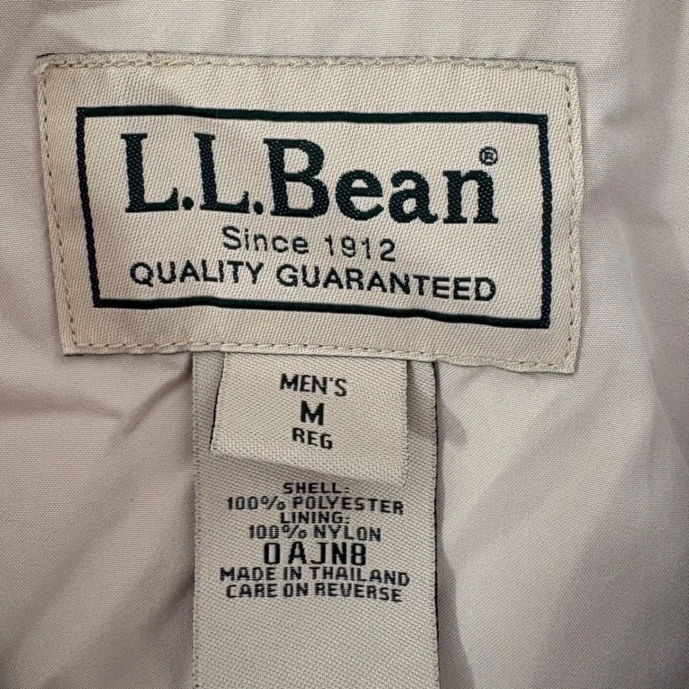 LL Bean Mens Harrington Bomber Jacket Tan Beige Full Zip Windbreaker 0AJN8 Med